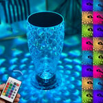 Lampe de Table led a l'echelle de la sirene en cristal 16 couleurs Projecteur tactile Reglable Ambiance Romantique en diamant, veilleuse usb tactile