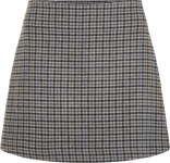 Wool Check Mini Skirt - Houndstooth Blue Grey