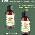 2 x Rigel Jamaican Black Castor Oil with Amla 132ml-Soothes & Mends Moisturizes