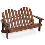 Costway Chaise/Fauteuil De Jardin Adirondack 2 Places Pour Enfants En Bois De Sapin Avec Dossier 110°&accoudoirs, Charge 100kg, Café