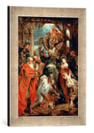 Kunst für Alle 'Image encadrée de Peter Paul Rubens Adoration of The Magi 1624, Impression Art dans Le Cadre de Haute qualité Photos Fait Main, 30 x 40 cm, Argent Raya