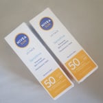 2 x 50 ml Nivea Sun UV Face Soothing Sensitive Caring Formula SPF50 BNIB