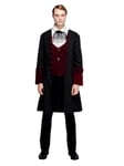 Smiffys Male Fever Gothic Vamp Costume, Black with Coat, Mock Waistcoat and Cravat, Fever Male Fancy Dress, Vampire Dress Up Costumes