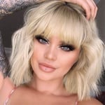 Kort blond peruk Vågig Bob Peruk Med Air Bangs Dam Syntetisk Curly Pastell Bob Peruk