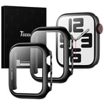 TOCOL 2 Pièces Coque pour Apple Watch Series SE/6/5/4 44mm，Protection Apple Watch Series SE/6/5/4 44mm HD Clear Case de Protection en Verre Trempé Intégré - Noir