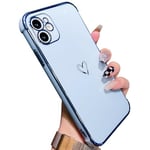 ZTOFERA Coque Compatible avec iPhone 11, Antichoc Housse en Souple et Flexible Silicone Coque avec Motif Coeur Mignon Cadre Eletroplaqué Filles Femmes Etui de Protection pour iPhone 11, Bleu Sierra