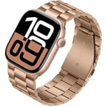 Tasikar Bracelet en métal compatible avec Apple Watch 42mm (série 10) 41mm 40mm 38mm Bracelet en acier inoxydable compatible avec Apple Watch SE Series 10 9 8 7 6 5 4 3, Or rose