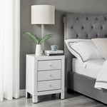 Lexi Large Wooden Bedside Table with 3 Drawers and a Modern Mirrored Finish