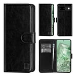 32nd Book Wallet PU Leather Case Cover for Google Pixel 8A, Flip Case With RFID Blocking Card Slots, Magnetic Closure and Built In Stand - Black