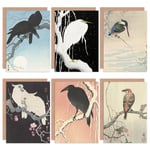 Ohara Koson Japan Crossbill Crow Cockatoo Kingfisher Heron Crows Fine Art Greeting Card Pack of 6