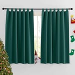 PONY DANCE Rideaux Occultant - Rideau Isolant Thermiques de Fenêtre Décoration Noel Maison Chambre Anti Froid Panneaux Opaque Isolation Lumiere, Vert Foncé, L 140 x H 145 cm, 2 Pcs