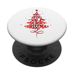 Sapin de Noël rouge - We Wish You A Merry Christmas PopSockets PopGrip Adhésif