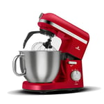 Karaca Mastermaid Chef Pro Stand Mixer - 1750W Electric Stand Mixers for Baking, Dough Mixer with Non-Stick 5L Bowl, Dough Hook, Whisk, 6-Speed Cake Mixer with Bowl and Stand, Imperial Red