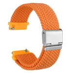 WOCCI 19mm Bracelet Montre en Nylon Tressé pour Homme et Femme, Réglable Boucle Argentée (Orange)