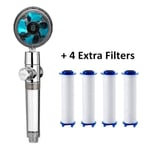 Propeller duschhuvud set 360 rotera med 1 gratis vattenfilter guldfläkt turboladdare ren regn helix eco shower B extra filter