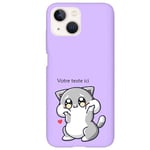 Coque violet Iphone 14 chat kawaii