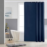 Furlinic Rideau de Douche Bleu Marine Tissu Lavable en Polyester Anti Moisissure Imperméable Rideau de Douche avec 8 Crochets 120x180cm pour Petite Salle de Bain