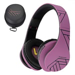 PowerLocus Casque Bluetooth sans Fil, Casque Audio stéréo Pliable sans Fil et Filaire avec Micro intégré, Micro SD/TF, FM pour iPhone/Wiko/Samsung/iPad/PC (Noir/Violet)