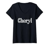 Womens Cheryl Name Custom Flower Personalized Botanical Women V-Neck T-Shirt