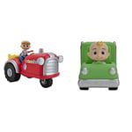 Cocomelon Musical Tractor with Sounds & Exclusive Farmer JJ Figure & Mini Vehicle Green Rubbish Truck with JJ ,WT80112