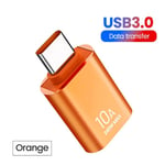 10a Usb3.0 Otg Adaptateur Type-C Adaptateur Connecteur Convertisseur Pour Macbook Pro Air Samsung Xiaomi Ordinateur Portable Usb-C Adaptateur Tipo C - Type Orange U-C 1pc