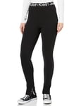 Calvin Klein Jeans Women's Logo Tape Milano Leggings J20J222601 Knit Pants, Ck Black, XL