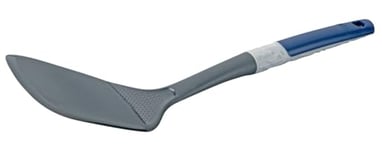 Tasty Spatule avec fonction râpe – Idéal pour les poêles antiadhésives, 34 x 9,5 cm, gris/bleu, résistant à la chaleur et multifonction