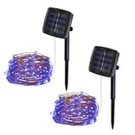 jieGorge 5M 50Lights Outdoor Solar Powered Copper Wire Light String Fairy Party Decor, Home Decor for Easter Day (Blue)