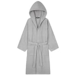 Hooded Bath Robes for Women - Absorbent Cotton Terry Towelling Bathrobe S-XL Comfy Dressing Gown with Hood Shower Bath Spa Gym (Light Grey, M)