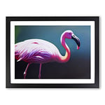 Miraculous Flamingo H1022 Framed Print for Living Room Bedroom Home Office Décor, Wall Art Picture Ready to Hang, Black A2 Frame (64 x 46 cm)