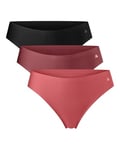 DANISH ENDURANCE Lot de 3 Strings Invisibles en Microfibre, Tanga Doux et Légers, pour Femme, Multicouleurs (1x Noir, 1x Blush, 1x Ruby), S