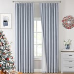 Vision Home Chambray Blue Full Blackout Curtains Pinch Pleated Room Darkening Window 63 inch Living Bedroom Thermal Insulated Pleat Drapes with Hooks Backtabs 2 Panel 40''Wx63''L, 40''x63''x2