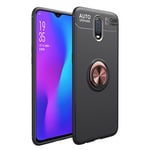 OnePlus 6T silikooni muovinen takasuoja kuori sormirenkaalla ja magneetilla - Musta/ Ruusu Kulta Monivärinen