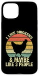 Coque pour iPhone 15 Plus J'aime les poulets et peut-être 3 personnes Chicken Farmer Retro