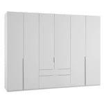 Armoire 6 portes 2 tiroirs WILMA 270 cm blanche