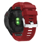 Garmin Fenix 6X cross grain silicone watch band - Red