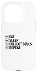 Coque pour iPhone 15 Pro Eat Sleep Collect Souls répète Grim Reaper Halloween