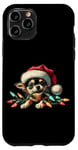 Coque pour iPhone 11 Pro Cordon lumineux de Noël à mâcher pour chihuahua