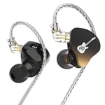 EZ EAR and DD3 HiFi in Ear Monitors Dual Dynamic Drivers in-Ear Earphones IEM 4 Sound Styles Réglable avec 2 PIN Design Câble détachable pour Chanteur Bassiste, Guitariste (Noir, sans Micro)