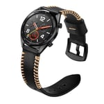 Huawei Watch GT / 2 Pro Magic 22mm aito nahkaranneke - Musta