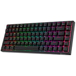 RK ROYAL KLUDGE RK84 Clavier de Jeu mécanique sans Fil Bluetooth / 2,4 Ghz 80% RVB, Clavier connectable à Trois Modes avec commutateur remplaçable à Chaud (Interrupteur Marron, Le Noir)