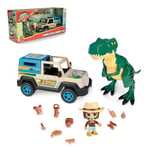 Action Heroes Dino Explorer 4 X 4 Jeep à Roues Larges, Personnage et Dinosaure T-Rex, pour garçons et Filles à partir de 4 Ans, célèbre ACN10010