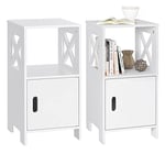 WOLTU Lot de 2 Table de Chevet Étroite 30x30x60cm, Table de Nuit avec 1 Casier Ouvert et 1 Compartiment avec Porte, Chevet de Lit Moderne, Meuble de Rangement Chambre en MDF, Blanc, TSR166ws-2