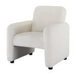 Fauteuil Salon Confortable en Peluche Chaise Lounge Relax avec Accoudoir en Cadre Bois Fauteuil Rembourré pour Chambre et Salon, Blanc