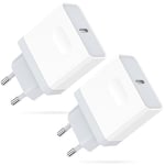 Chargeur USB C, 2-Pack Prise Rapide Replacement for iPhone 16/16 Pro/16 Pro Max/16 Plus/15/14/13/12/11/SE 2020/X/XS/XR/8/7/6, Pad, 20W Type C Secteur Charger Mural Alimentation Adaptateur Lynban