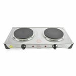 Steel 2000W Double Twin Hot Plate Portable Cooker Hob Table Top Kitchen