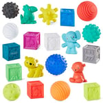 Infantino Sensory Balls Blocks & Buddies - 20 piece basics set for sensory exploration, fine and gross motor skill development and early introduction to colors, counting, sorting and numbers