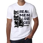 Homme Tee-Shirt Les Vrais Hommes Aiment Les Chats 2 - Real Men Love Cats 2 - T-Shirt Graphique Éco-Responsable Vintage Cadeau Nouveauté