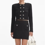 Textured Knit Mini Skirt - Black