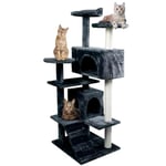 Mobiclinic® Pets, Arbre à gratter pour Chat, modèle Tico, Grand, pour Grimper, 5 hauteurs, supporte jusqu'à 10 kg, avec Plateformes et abris, Jouet déstressant, Corde en sisal, Gris